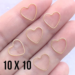 Small Heart Frame for UV Resin Jewellery Making | Hollow Heart Deco Frame for Resin Filling (6 pcs / Gold / 10mm x 10mm)