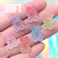 Sugar Bear Gummy Candy Cabochons in Galaxy Gradient Color | Faux Candies in Actual Size | Kawaii Decoden Sweets (6 pcs / Mix / 11mm x 17mm)