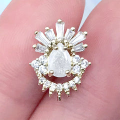 Sparkle Nail Art Charm with Rhinestones | Metal Embellishment for Resin Jewelry DIY | Luxury Nail Designs (1 piece / Gold / 11mm x 15mm)