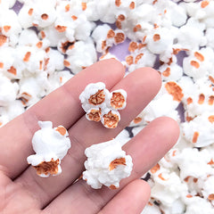 Realistic Popcorn in 1:1 Ratio | Faux Snack Embellishments | Novelty Jewelry DIY | Sweet Deco | Kawaii Decoden (3 pcs / Original White)