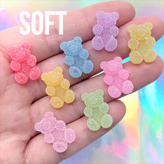 Bear Shaped Sugar Gummy Candy Cabochons | Fake Candies in Actual Size | Kawaii Decoden | Faux Sweets Jewelry DIY (8 pcs / Mix / 11mm x 17mm)