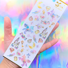 Glittery Fairytale Resin Stickers | Castle Unicorn Fairy Potion Diamond Candy Moon Sticker | Embellishments for Scrapbooking