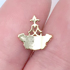 Crown Shaped Nail Charm | Royal Metal Embellishment for Nail Designs | Resin Inclusion (2 pcs / Gold / 10mm x 10mm)