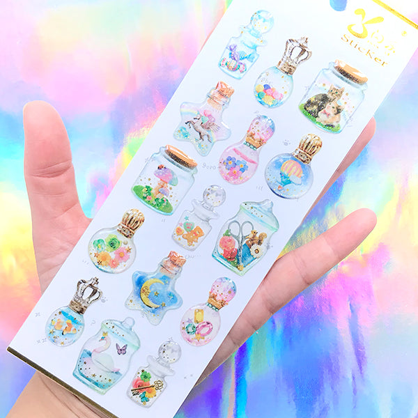 Fairy Magic Potion Stickers, Glittery Resin Stickers, Whimsical Embe, MiniatureSweet, Kawaii Resin Crafts, Decoden Cabochons Supplies