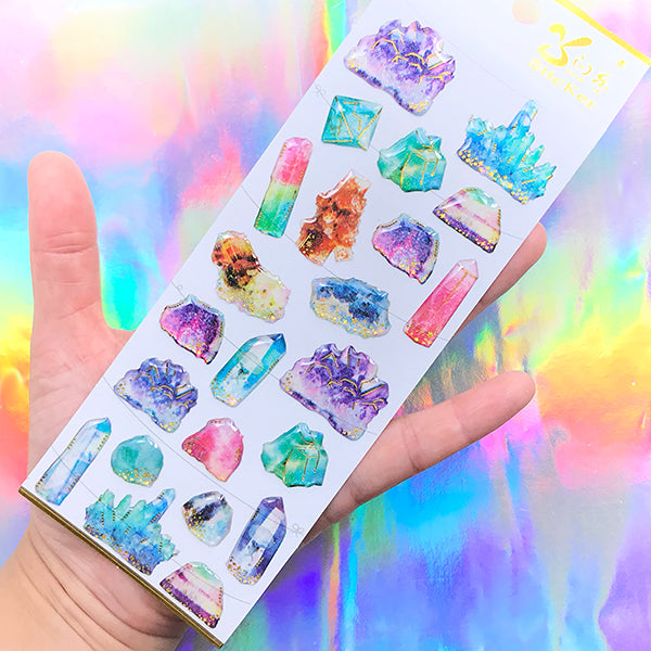 Crystal Shard Resin Stickers with Glitter