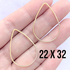 Teardrop Deco Frame | Tear Drop Open Frame for Resin Filling | UV Resin Jewelry Making (2 pcs / Gold / 22mm x 32mm)