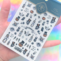 Gothic Halloween Stickers | Skull Pumpkin Trick or Treat Spider Sticker | Spooky Nail Art | Resin Filler