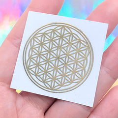 Flower of Life Metallic Sticker | Sacred Geometry Resin Inclusion | Orgone Energy Pyramid Making | Resin Orgone Accumulator DIY | Resin Craft Supplies (35mm / 1 piece)