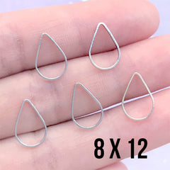 Small Teardrop Frame for UV Resin Filling | Hollow Tear Drop Deco Frame | Resin Jewelry Supplies (5 pcs / Silver / 8mm x 12mm)