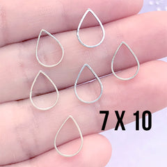 Mini Teardrop Deco Frame for UV Resin Filling | Hollow Tear Drop Open Frame | Resin Jewelry Findings (6 pcs / Silver / 7mm x 10mm)