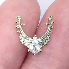 U Shaped Rhinestone Nail Charm | Luxury Embellishment for Resin Jewellery Decoration | Nail Art Supplies (1 piece / Gold / 12mm x 12mm)