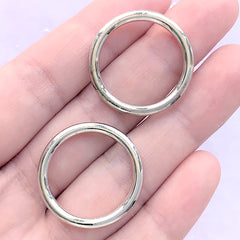 Circle Frame for UV Resin Filling | Round Open Deco Frame | Ring Charm | Resin Jewellery Making (2 pcs / Silver / 25mm)