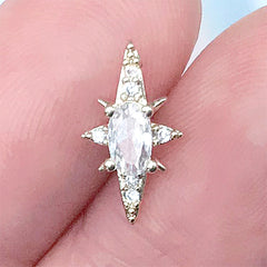 Nail Charm with Rhinestones | Luxury Nail Decorations | Sparkle Embellishment (1 piece / Gold / 7mm x 13mm)