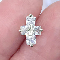 Latin Cross Rhinestone Nail Charm | Religious Embellishment for Nail Decoration | Religion Resin Inclusion (1 piece / Gold / 8mm x 11mm)