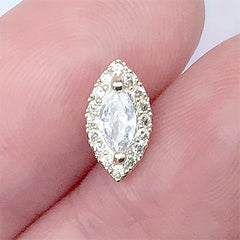 Navette Rhinestone Nail Charm | Luxury Nail Designs | Bling Bling Embellishment (1 piece / Gold / 6mm x 10mm)