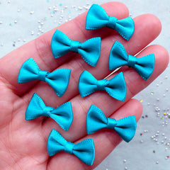 CLEARANCE Satin Ribbon Bowtie / Tiny Fabric Bows (8pcs / 20mm x 12mm / Dark Blue Green / Teal) Hair Bow Jewelry Wedding Decor Invitation Card DIY B030