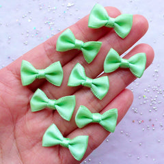CLEARANCE Little Satin Ribbon Bows | Small Fabric Bow | Home Decoration | Wedding Card Making | Packaging & Sewing Supplies (8pcs / 20mm x 12mm / Mint Green)