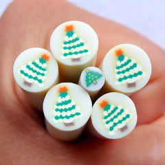 Christmas Polymer Clay Cane | Christmas Tree Fimo Canes | Holiday Embellishments | Card Decoration | Christmas Party Decor | Scrapbooking | Filling for Resin Art (LARGE/BIG)