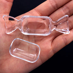 Candy Shaped Box | Plastic Storage Case | Kawaii Gift Box | Party Favor Boxes | Packaging Supplies (3pcs / Transparent / 23mm x 80mm)
