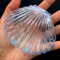 DEFECT Nautical Favor Box in Seashell Shape | Scallop Shell Storage Case | Kawaii Gift Box in Cockle Shell Shape (1 piece / Transparent Blue / 90mm x 75mm)