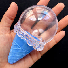 DEFECT Kawaii Ice Cream Storage Case | Candy Favor Box | Kawaii Container | Baby Shower Party Supplies (1 piece / Blue & Clear / 57mm x 105mm)