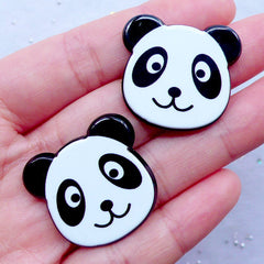 CLEARANCE Acrylic Panda Cabochons | Kawaii Decoden Supplies | Animal Hair Bow Making | Harajuku Decora Style | Scrapbooking (2pcs / 28mm x 26mm / Flat Back)