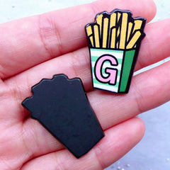 French Fries Acrylic Cabochons | Kawaii Cabochon | Decora Decoden | Harajuku Accessory Making | Card Making (2pcs / 21mm x 30mm / Flat Back)