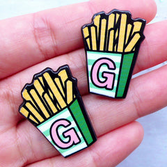 French Fries Acrylic Cabochons | Kawaii Cabochon | Decora Decoden | Harajuku Accessory Making | Card Making (2pcs / 21mm x 30mm / Flat Back)