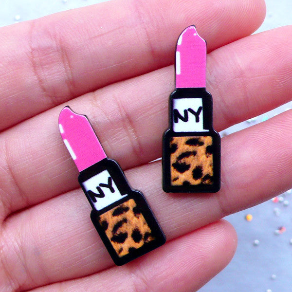 Lipstick Acrylic Cabochons | Makeup Decoden | Cosmetic Embellishments | Kawaii Harajuku Phone Case (2pcs / 10mm x 29mm / Flatback)