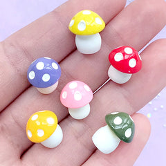 Terrarium Mushroom Cabochon in 3D (6pcs / 12mm x 14mm) Miniature Fairy Garden Plant Woodland CAB147