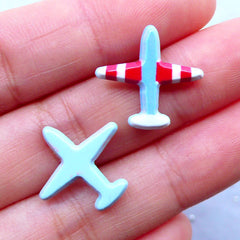 Small Airplane Cabochons | Acrylic Embellishments | Decoden Cabochon | Stud Earrings Making | Card Decoration (2pcs / 18mm x 17mm / Flatback)