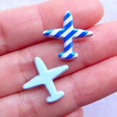 Small Aeroplane Cabochons | Airplane Acrylic Cabochon | Decoden Pieces | Travel Embellishments | Scrapbooking (2pcs / 18mm x 17mm / Flatback)