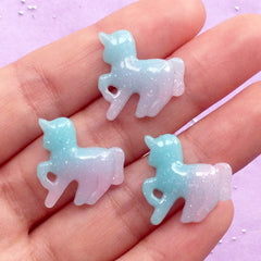 Mini Unicorn Cabochons in Pastel Galaxy Gradient Color | Kawaii Decoden Supplies | Magical Girl Embellishments (3pcs / 19mm x 19mm)