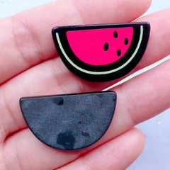 Acrylic Watermelon Cabochons | Fruit Decoden Cabochon | Kawaii Phone Case | Decora Kei Jewelry Supplies | Scrapbook Embellisments (2pcs / 29mm x 17mm / Flatback)