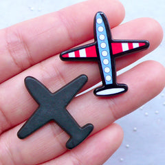 Airplane Cabochons | Aircraft Acrylic Cabochon | Aeroplane Embellishments | Decoden Supplies | Scrapbook (2pcs / 31mm x 29mm / Flatback)