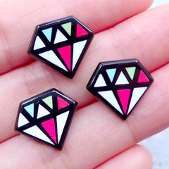 CLEARANCE Acrylic Diamond Cabochons | Kawaii Decora Kei Cabochon | Decoden Phone Case | Cute Jewellery Making (3pcs / 16mm x 14mm / Flatback)