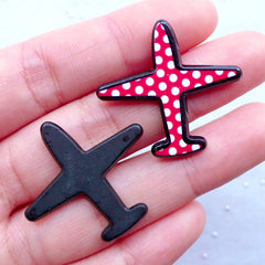 Aeroplane Cabochons | Acrylic Airplane Cabochon | Aircraft Embellishments | Harajuku Decoden | Card Making (2pcs / 31mm x 29mm / Flatback)