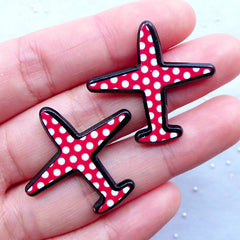 Aeroplane Cabochons | Acrylic Airplane Cabochon | Aircraft Embellishments | Harajuku Decoden | Card Making (2pcs / 31mm x 29mm / Flatback)