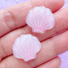 Scallop Shell Cabochons | Nautical Cabochon | Seashell Resin Pieces | Oceanic Embellishments | Kawaii Phone Case Decoden (2 pcs / Pink / 20mm x 18mm)