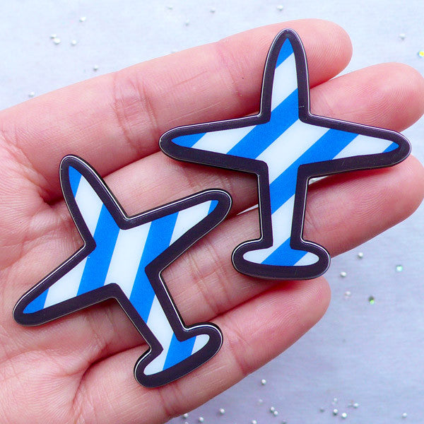 Aircraft Cabochons | Acrylic Aeroplane Cabochon | Travel Embellishments | Airplane Decor | Card Decoration (2pcs / 44mm x 44mm / Flat Back)