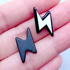 Lightning Cabochons | Pop Kei Decoden Supplies | Kawaii Jewelry Supplies | Kitsch Stud Earrings Making (3pcs / 10mm x 20mm / Flatback)