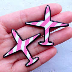 Acrylic Decoden Cabochons | Aeroplane Flatback | Scrapbook Embellishment | Aircraft Decor | Harajuku Lapin Pin Making (2pcs / 44mm x 41mm)