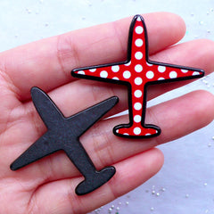 Kitsch Acrylic Cabochons | Airplane Flatback | Aeroplane Decor | Decoden Embellishment | Harajuku Clutch Pin Making (2pcs / 44mm x 41mm)