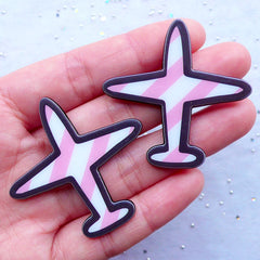 Airplane Acrylic Cabochons | Aircraft Flatback | Aeroplane Brooch Making | Decoden Supplies | Harajuku Embellishments (2pcs / 44mm x 44mm)