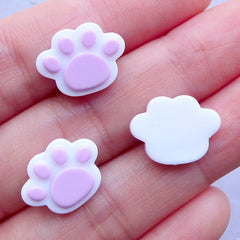 Mini Paw Cabochons | Pet Decoden | Kawaii Cabochon | Animal Embellishments | Deco Case Supplies (3 pcs / Purple / 15mm x 11mm / Flatback)