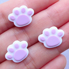 Mini Paw Cabochons | Pet Decoden | Kawaii Cabochon | Animal Embellishments | Deco Case Supplies (3 pcs / Purple / 15mm x 11mm / Flatback)