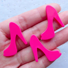 High Heel Cabochons | Lady Fashion Cabochon | Decoden Embellishments | Kawaii Phone Case Supplies | Resin Pieces (3pcs / Dark Pink / 29mm x 26mm / Flat Back)