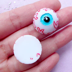 Creepy Eye Ball Cabochons | Spooky Halloween Decoration (2 pcs / 21mm x 9mm)
