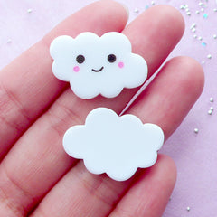 Kawaii Cloud Cabochons with Happy Face | Planner Charm Making (3 pcs / 25mm x 16mm)