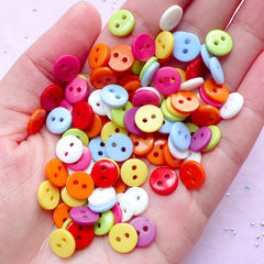 CLEARANCE 9mm Round Button in Assorted Colorful Mix | Scrapbooking & Sewing Supplies (100pcs)
